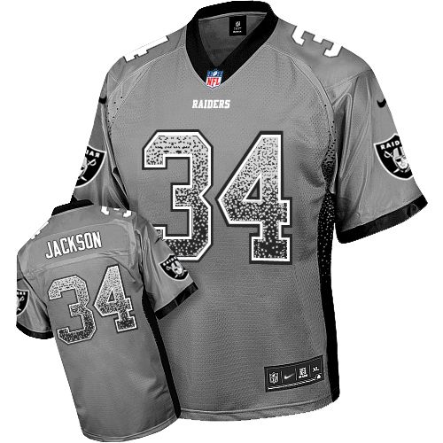 Youth Elite Bo Jackson Nike Jersey Grey - #34 Drift Fashion NFL Oakland Raiders